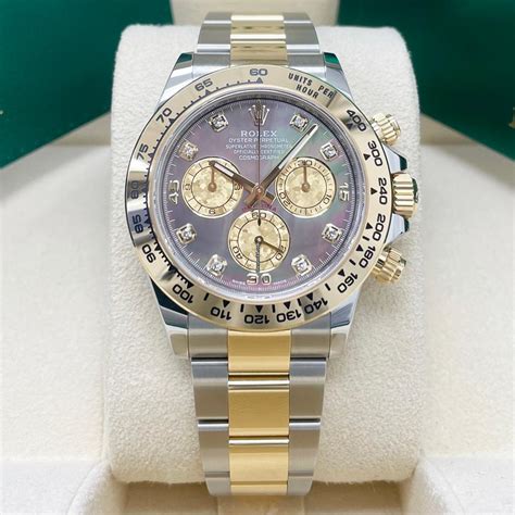 rolex black mother of pearl dial daytona|rolex daytona gold diamond bezel.